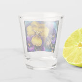 Gold und Lila Pansy Patch Schnapsglas (Rückseite)