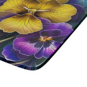 Gold und Lila Pansy Patch Schneidebrett (Ecke)
