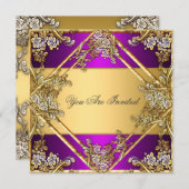 Gold und Lila Party Einladungen Gold Lila (Vorne/Hinten)