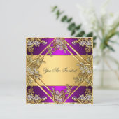 Gold und Lila Party Einladungen Gold Lila (Stehend Vorderseite)
