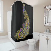 Gold und lila Pfau, die hell schimmern Duschvorhang (Beispiel)