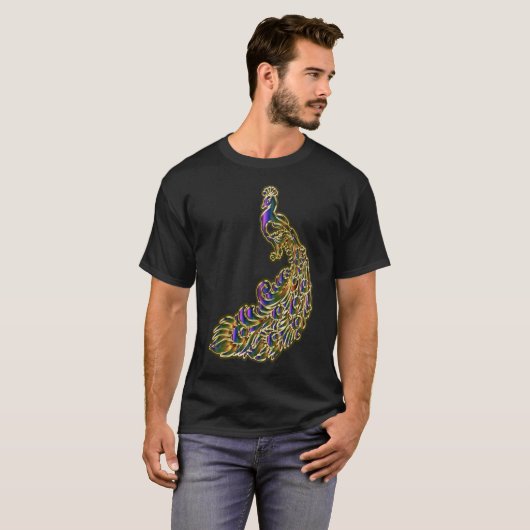 Gold und lila Pfau, die hell schimmern T-Shirt (Vorne ganz)