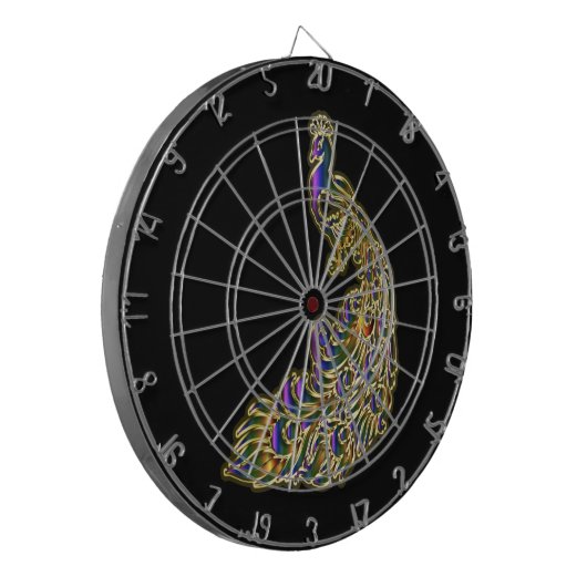 Gold und lila Pfau glitzern hell Dartscheibe (Vorderseite Links)