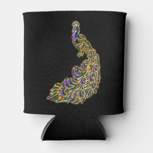 Gold und lila Pfau glitzern hell Dosenkühler (Vorderseite)