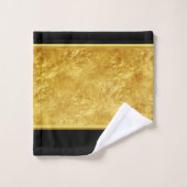 Gold- und lila Pfauengoldfolie mit schwarz Badhandtuch Set (Waschlappen)