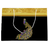 Gold- und lila Pfauengoldfolie mit schwarz Große Geschenktüte (Vorderseite)