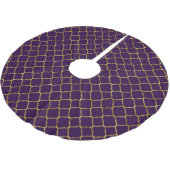 Gold und lila Quatrefoil Polyester Weihnachtsbaumdecke (Schrägansicht)
