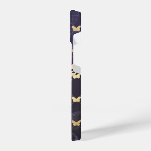 Gold und Lila Schmetterlinge iPhone 14 Hüllen iPhone Hülle (Linke Seite)