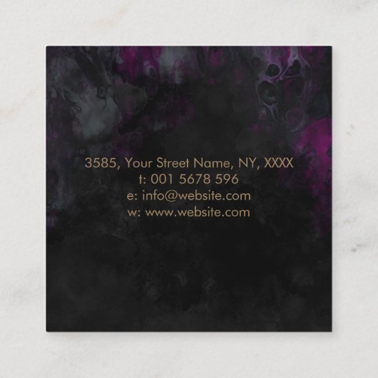 Gold und lila Watercolor-Baum Quadratische Visitenkarte (Rückseite)