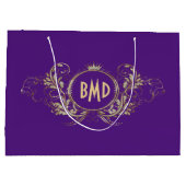 Gold und lila Wirbler Rahmen Große Geschenktüte (Rückseite)