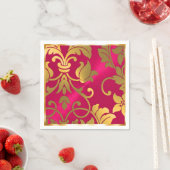 Gold und Magenta Rosa Damask Serviette (Beispiel)