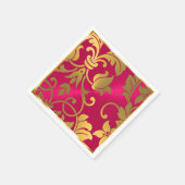 Gold und Magenta Rosa Damask Serviette (Ecke)