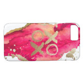 Gold und magentaroter XOXO Iphone Kasten Case-Mate iPhone Hülle (Rückseite (Horizontal))