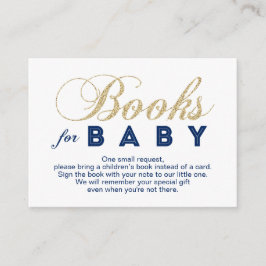 Gold und Marine | Babydusche Bringen Sie eine Buch Begleitkarte