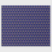Gold-und Marine-Blau-Anker-Entwurf Geschenkpapier (Flach)