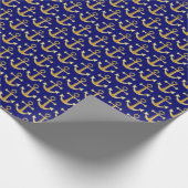 Gold-und Marine-Blau-Anker-Entwurf Geschenkpapier (Ecke)
