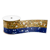 Gold-und Marine-Blau-Glitzer-Streifen gedruckt Satinband (Spule)