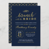 Gold und Marine | Elegant Wedding Bridal Brunch Du Einladung (Vorne/Hinten)