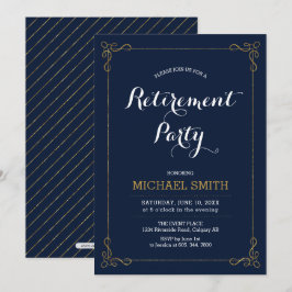 Gold und Marine | Elegantes Classy Rentirement Par Einladung