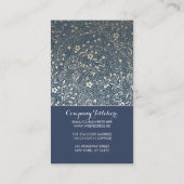 Gold-und Marine-elegantes mit BlumenVintages Visitenkarte (Rückseite)