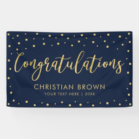 Gold und Marine | Gratulation Graduation Party Banner (Horizontal)