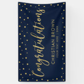 Gold und Marine | Gratulation Graduation Party Banner (Vertikal)