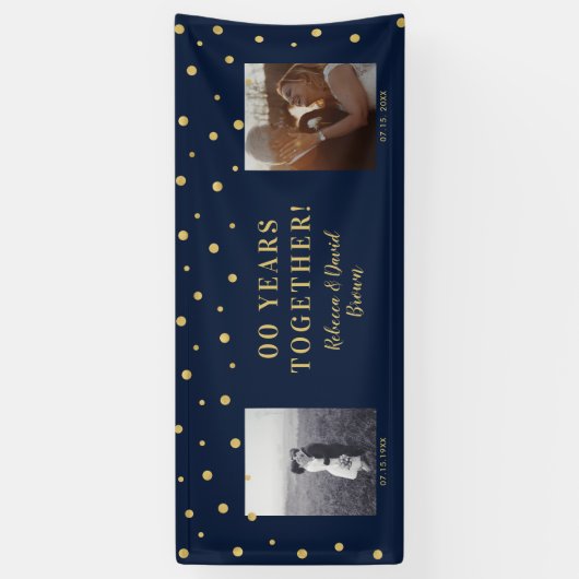 Gold und Marine | Hochzeitsjubiläum-Party Banner (Vertikal)