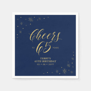 Gold und Marine   Modern Cheers 65. Geburtstagspar Serviette