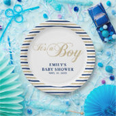 Gold und Marine | Moderne Babydusche Party Plättch Pappteller (Party)