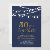 Gold und Marine | Modernes 50. Hochzeitstag Einladung (Vorderseite)