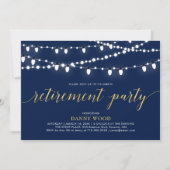 Gold und Marine | Modernes Chic Retirement Party Einladung (Vorderseite)