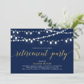 Gold und Marine | Modernes Chic Retirement Party Einladung (Stehend Vorderseite)