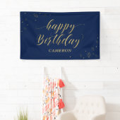 Gold und Marine | Sparkle Happy Birthday Party Ban Banner (Insitu)