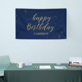 Gold und Marine | Sparkle Happy Birthday Party Ban Banner (Messeveranstaltung)