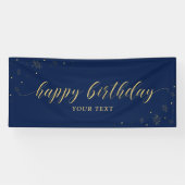 Gold und Marine | Sparkle Happy Birthday Party Ban Banner (Horizontal)