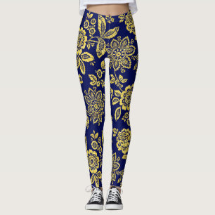 Gold und Marine , Stilisierte Stilfserde Leggings