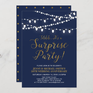 Gold und Marine Überraschung 50. Hochzeitstag Einladung