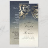 Gold- und Marineblaue Vintage-Hochzeitsprogramme Programm (Vorne/Hinten)