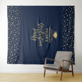 Gold und Marinekonfetti | Hintergrund der Absolven Wandteppich (Beispiel (Horizontal))