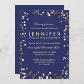 Gold und Marinekonfetti Vintages Brautparty Einladung (Vorne/Hinten)