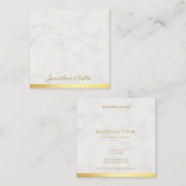 Gold und Marmor Eleganter Handschrift Text luxuriö Quadratische Visitenkarte (Vorne/Hinten)