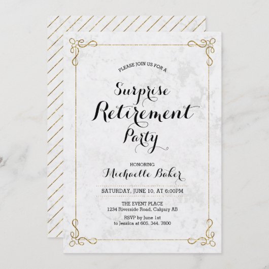 Gold und Marmor | Elegantes Party für die Unterneh Einladung (Vorne/Hinten)