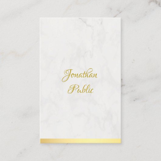 Gold und Marmor Handgeschriebener Name Moderne Ele Visitenkarte (Vorderseite)