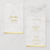 Gold und Marmor Handgeschriebener Name Moderne Ele Visitenkarte (Vorne/Hinten)