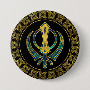 Gold- und Marmor Khanda Symbol Button