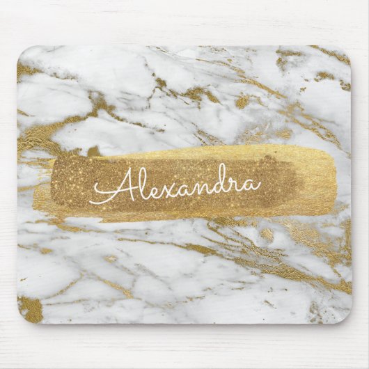 Gold und Marmor mit Gold Foil und Glitzer Mousepad (Vorne)