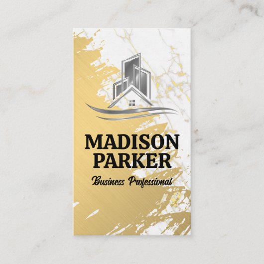 Gold und Marmor | Real Anwesen Logo Visitenkarte (Vorderseite)