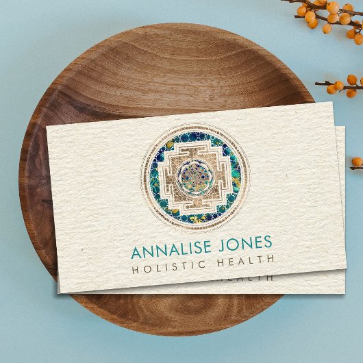 Gold und Marmor Sri Yantra / Sri Chakra Dot Art Visitenkarte