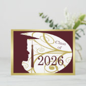 Gold- und Marone-Mann-Silhouette 2026 Karte (Stehend Vorderseite)