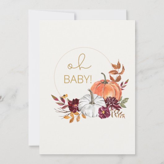 Gold und Maroon Pumpkin Fall Baby Dusche Einladung (Rückseite)